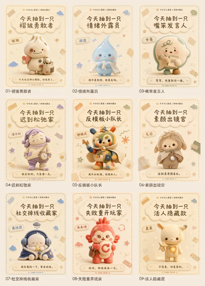 活人感盲盒卡套卡预览